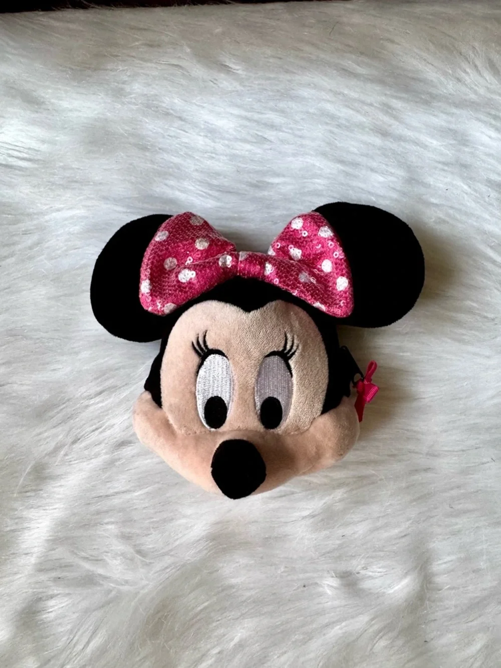 Disney‎ Minnie Mouse Plush Mini Handbag With Chain Strap Sequin Bow